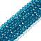 Glass Beads Strands, Faceted, Rondelle, Dark Cyan, 8x6mm, Hole: 1mm, about 63~65pcs/strand, 39~40cm