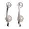 Natural Pearl Ear Studs, with Sterling Silver Findings, Round, Platinum, 25x7mm