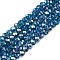 Electroplate Glass Beads Strands, AB Color Plated, Faceted, Rondelle, Teal, 4x3mm, Hole: 0.4mm, about 113~115pcs/strand, 16.14~16.34 inch(41~41.5cm)