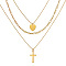 Alloy Pendant Layered Chain Necklaces for Women, Golden, Cross, 17.72 inch(45cm)