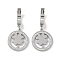 304 Stainless Steel Rhinestone Dangle Earrings, Flat Round with Clover Hoop Earrings for Women, Stainless Steel Color, 36x17mm