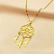 Woven Net/Web with Feather 304 Stainless Steel Pendant Necklaces for Women, Golden, 15.98 inch(40.6cm)