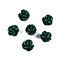 Synthetic Coral Carved Beads, Dyed, Flower, Half Drilled, Dark Green, 8x8mm, Hole: 1.4mm