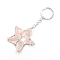 Natural Rose Quartz Keychains, with Metal Split Rings, Star, 10cm