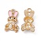 Alloy Enamel Pendants, Rabbit Charm, Golden, Pink, 20x10x3.5mm, Hole: 2mm