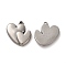 Non-Tarnish Valentine's Day 304 Stainless Steel Pendants, Heart Charm, Stainless Steel Color, 19x18x3mm, Hole: 0.8mm