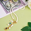 Natural Shell & Starfish Long Drop Pendant Necklace NJEW-SW00011-5