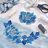  2Pcs 2 Style Peony Polyester Embroidery Sew on Clothing Patches PATC-NB0001-11B-4