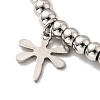 304 Stainless Steel Dragonfly Charm Bracelet with 201 Stainless Steel Round Beads for Women BJEW-B057-22P-2