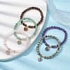 Natural Mixed Gemstone Round Beaded Stretch Bracelets BJEW-JB09727-2