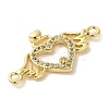 Rack Plating Brass Micro Pave Cubic Zirconia Connector Charms KK-P267-22G-2