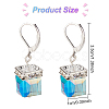 ANATTASOUL 3 Pairs 3 Colors Bling Glass Cube Dangle Leverback Earrings EJEW-AN0002-81-2
