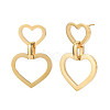 304 Stainless Steel Double Heart Dangle Stud Earrings for Women EJEW-N016-015LG-2