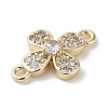 Brass Pave Clear Cubic Zirconia Connector Charms KK-G491-44G-2