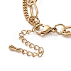 PVD Vacuum Plating 304 Stainless Steel Double Chains Multi Layered Necklace with Ring Charm for Women STAS-E155-17G-3