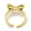 Bowknot Brass Micro Pave Cubic Zirconia Open Cuff Ring for Women RJEW-E296-10G-3