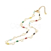 Brass Star & Moon Link Chain Necklace with Glass Beads NJEW-JN03810-2