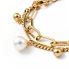 Plastic Pearl and Round Ball Charm Multi-strand Bracelet BJEW-G639-10G-2