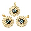 Flower Rack Plating Brass Cubic Zirconia Pendants KK-K385-61G-2