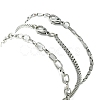 3Pcs 3 Style 316 Surgical Stainless Steel Box & Venetian Chain Bracelets Set with Corss Charms BJEW-FS0001-07-3