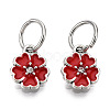 Enamel Style Flower Alloy Rhinestone Charms ENAM-S085-03-2