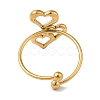 Ion Plating(IP) 304 Stainless Steel Hollow Heart Open Cuff Rings for Women RJEW-M167-03G-3