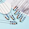 7Pcs 7 Style Natural Mixed Gemstone Beaded Pendant Necklace with Alloy 7 Chakra NJEW-JN03889-2