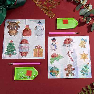 2 Sets 2 Style Christmas Theme DIY Diamond Painting Stickers Kits for Kids DIY-SZ0003-42-1