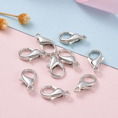 Platinum Plated Zinc Alloy Lobster Claw Clasps X-E105-1