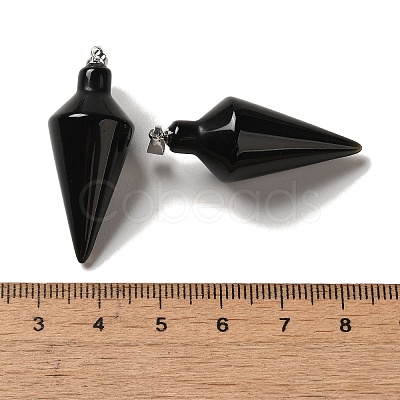 Natural Obsidian Pendants G-Z055-02P-11-1