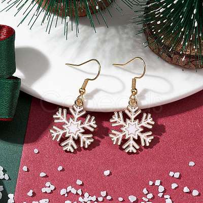 Christmas Theme Alloy Enamel Dangle Earrings EJEW-JE05830-05-1