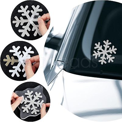 Snowflake Shape Glass Rhinestone Car Stickers RB-WH0002-02-1