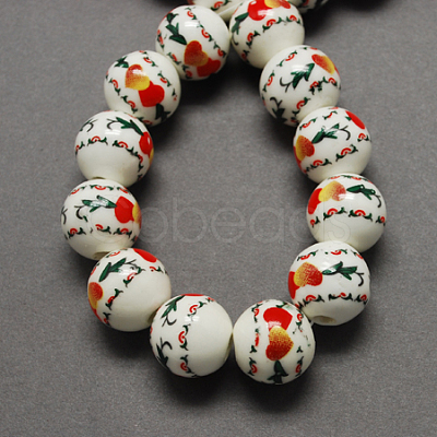 Handmade Printed Porcelain Beads X-PORC-Q199-12mm-14-1