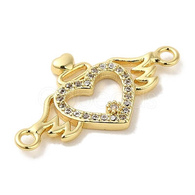 Rack Plating Brass Micro Pave Cubic Zirconia Connector Charms KK-P267-22G-1