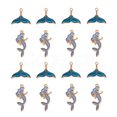 50Pcs 2 Style Alloy Enamel Pendants X1-ENAM-LS0001-10LG-1