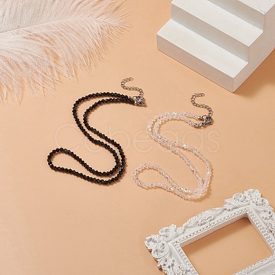 Black & White Couple Choker Necklaces Set NJEW-JN04224-1