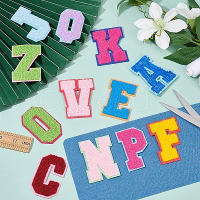 Alphabet Towel Embroidery Style Cloth Iron on/Sew on Patches DIY-WH0308-183-1