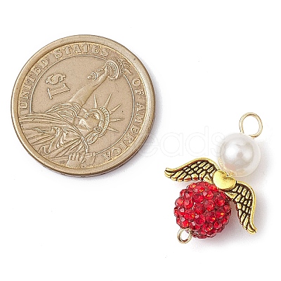 3Pcs 3 Colors Acrylic Pearl & Polymer Clay Rhinestone Angel Connector Charms PALLOY-JF02903-1