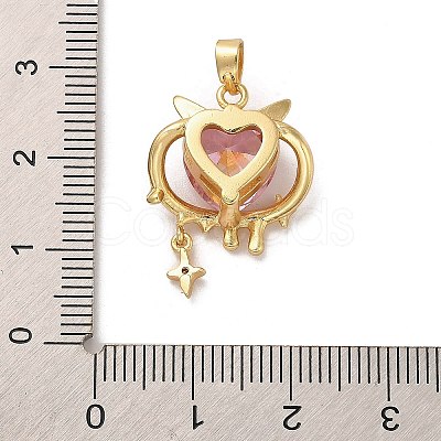 Rack Plating Brass Cubic Zirconia Pendants KK-C037-09G-1