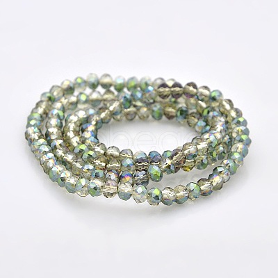 Half Rainbow Plated Faceted Rondelle Electroplate Glass Beads Strands GLAA-A024C-HR01-1