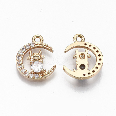 Brass Micro Pave Cubic Zirconia Pendants KK-S359-012-RS-1