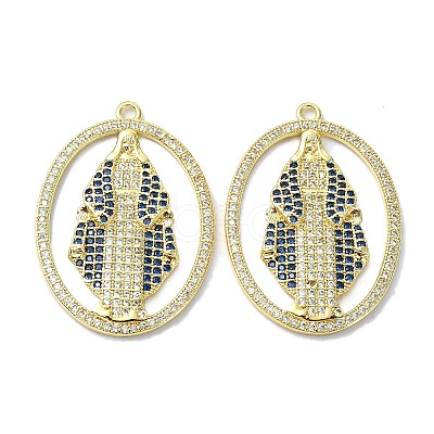 Rack Plating Brass Micro Pave Cubic Zirconia Pendants KK-R157-14E-G-1