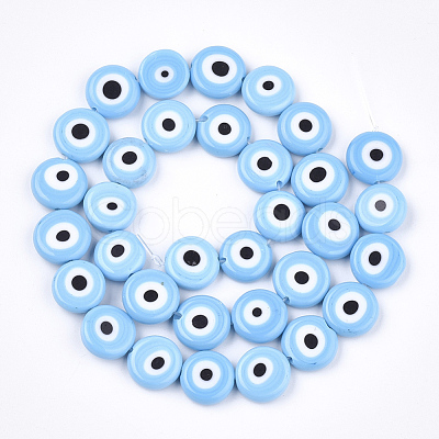 Handmade Evil Eye Lampwork Beads Strands X-LAMP-S191-02D-09-1