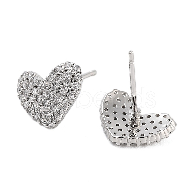 Rack Plating Heart Brass Stud Earrings EJEW-N055-41P-RS-1