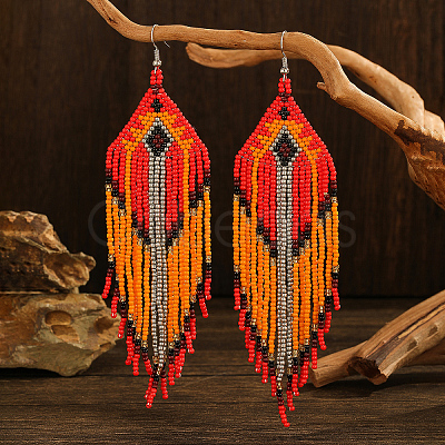 Bohemian Style Handmade Glass Bead Dangle Earrings for Daily Wear PS8303-1