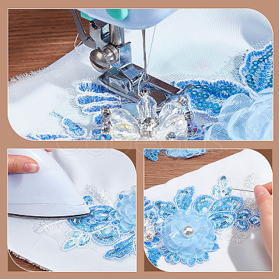 3D Flower Pattern Polyester Embroidered Lace Appliques DIY-WH0530-91-1