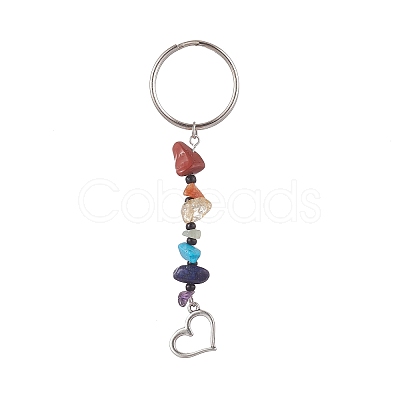 Natural Gemstone Chips Keychains KEYC-JKC00474-03-1