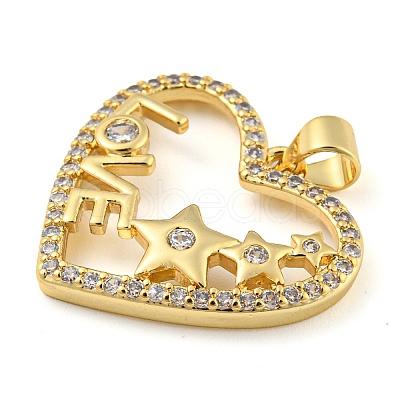 Rack Plating Brass Micro Pave Cubic Zirconia Pendants KK-C044-17G-1