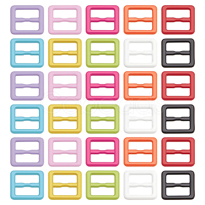 Fingerinspire 120Pcs 10 Colors Rectangle Shape Spray Painted Alloy Buckle Clasps FIND-FG0002-82-1