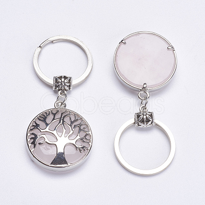 Natural Rose Quartz Keychain KEYC-G043-C04-1